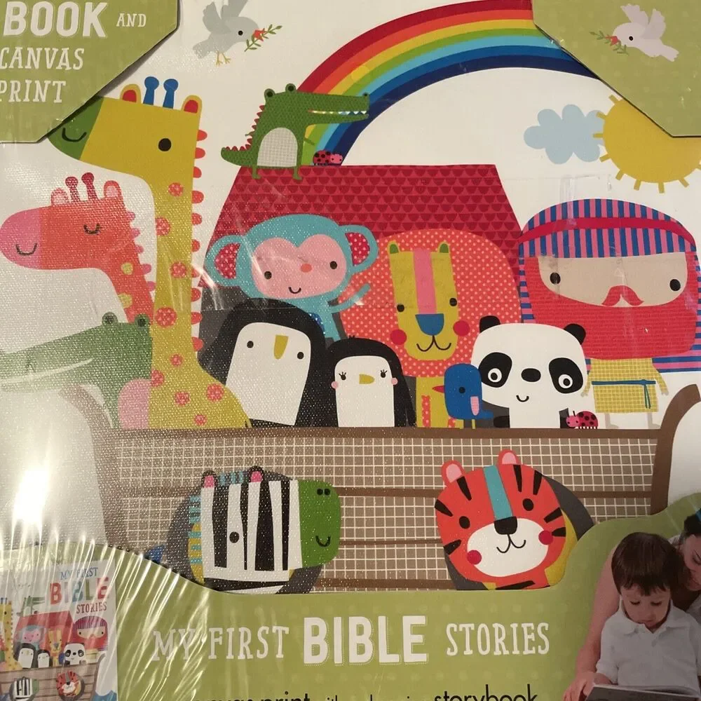 Bible Stories Board Book With Canvas Print My First Storybook Baby Gift NEW